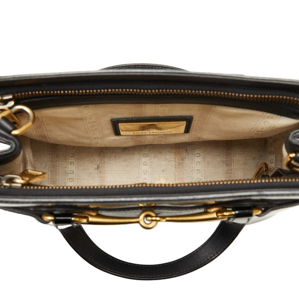 グッチ ホースビット ハンドバッグ ショルダーバッグ 2WAY 371925 ブラック パテントレザー レディース GUCCI 【中古】