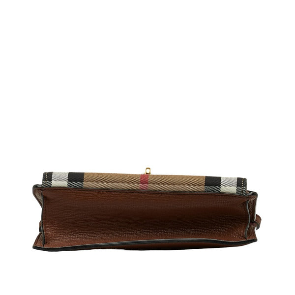 バーバリー チェック 斜め掛け ショルダーバッグ ブラウン レザー キャンバス レディース BURBERRY 【中古】