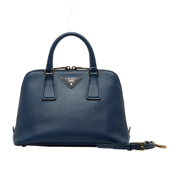 プラダ サフィアーノ ハンドバッグ ショルダーバッグ 2WAY ブルー ゴールド レザー レディース PRADA 【中古】