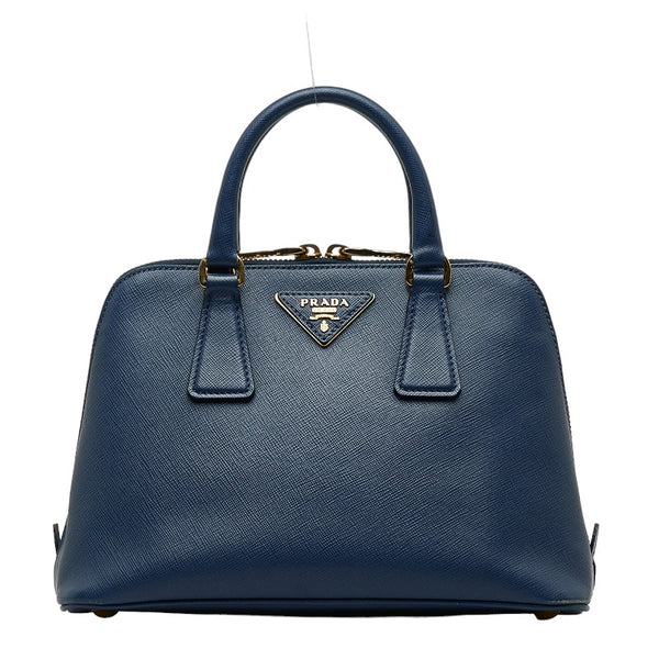 プラダ サフィアーノ ハンドバッグ ショルダーバッグ 2WAY ブルー ゴールド レザー レディース PRADA 【中古】