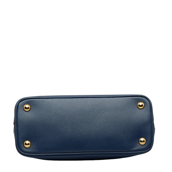 プラダ サフィアーノ ハンドバッグ ショルダーバッグ 2WAY ブルー ゴールド レザー レディース PRADA 【中古】