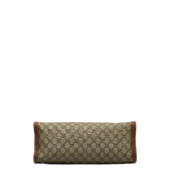 グッチ GGスプリーム パドロック チェーン ショルダーバッグ トートバッグ 479197 ベージュ ブラウン PVC レザー レディース GUCCI 【中古】