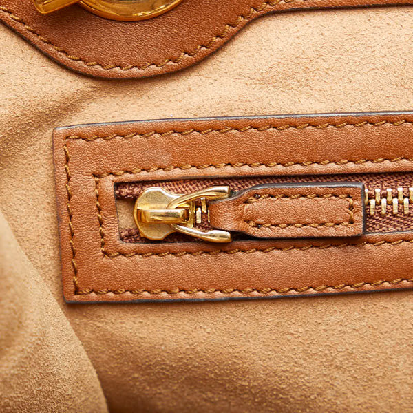 グッチ GGスプリーム パドロック チェーン ショルダーバッグ トートバッグ 479197 ベージュ ブラウン PVC レザー レディース GUCCI 【中古】