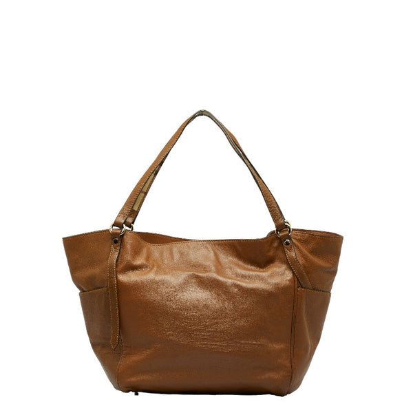 バーバリー ノバチェック ハンドバッグ ブラウン レザー レディース BURBERRY 【中古】