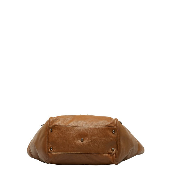 バーバリー ノバチェック ハンドバッグ ブラウン レザー レディース BURBERRY 【中古】