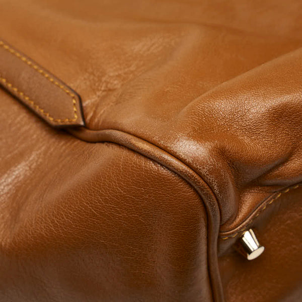 バーバリー ノバチェック ハンドバッグ ブラウン レザー レディース BURBERRY 【中古】