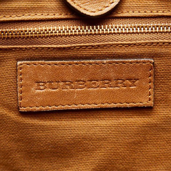 バーバリー ノバチェック ハンドバッグ ブラウン レザー レディース BURBERRY 【中古】