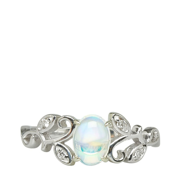 シルバー Pt900 プラチナ ウオーターオパール0.95ct ダイヤ0.04ct リング 指輪 レディース 18号 【中古】