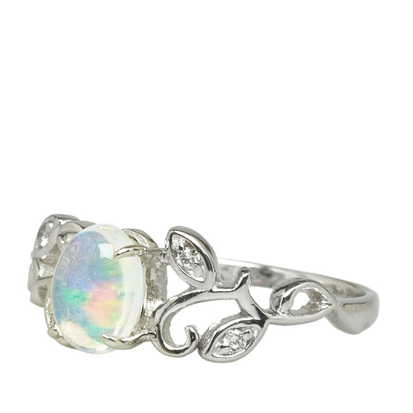 シルバー Pt900 プラチナ ウオーターオパール0.95ct ダイヤ0.04ct リング 指輪 レディース 18号 【中古】