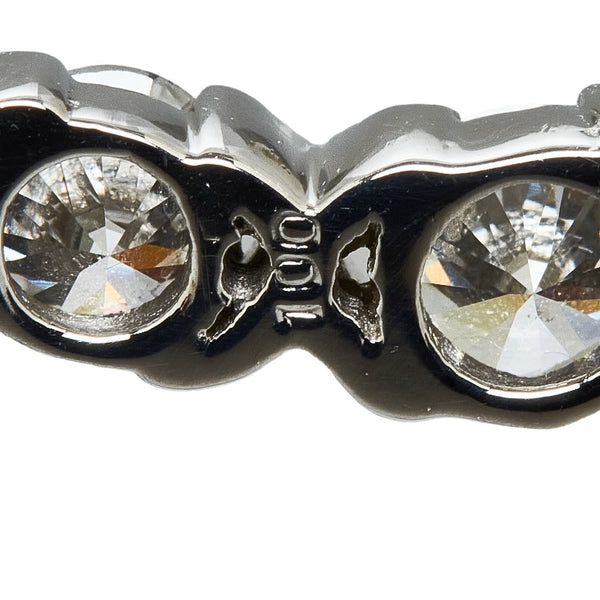 Pt900 プラチナ Pt850 プラチナ ダイヤ1.00ct 3連ダイヤ ネックレス レディース 【中古】
