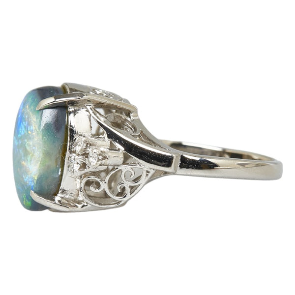 Pt900 プラチナ ブラックオパール3.77ct ダイヤ0.12ct リング 指輪 レディース 7.5号 【中古】