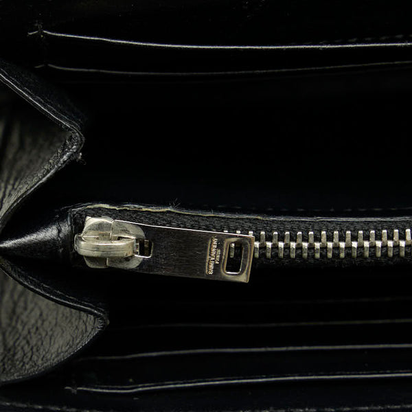 サンローラン クロコ型押し チェーンウォレット ショルダーバッグ 2WAY ブラック レザー レディース SAINT LAURENT 【中古】