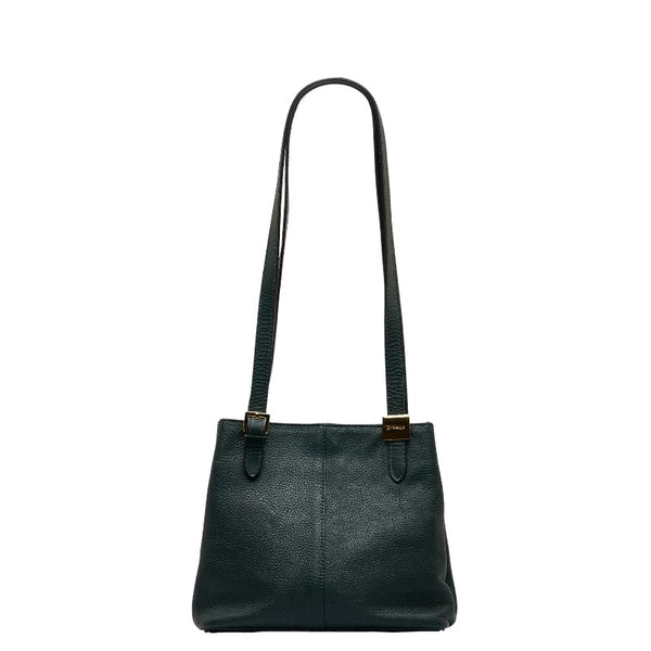 バーバリー ノバチェック シャドーホース 肩掛け トートバッグ グリーン レザー レディース BURBERRY 【中古】