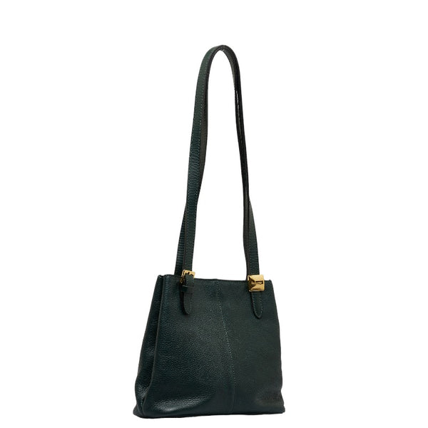バーバリー ノバチェック シャドーホース 肩掛け トートバッグ グリーン レザー レディース BURBERRY 【中古】