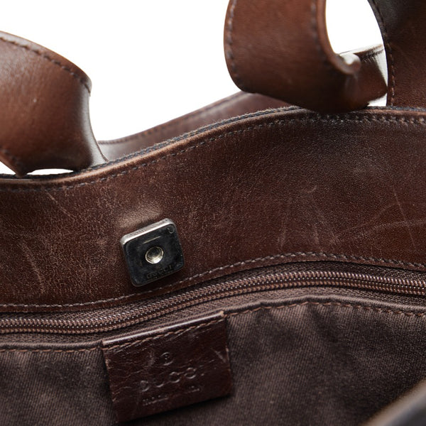 グッチ GGキャンバス ショルダーバッグ トートバッグ 73983 ブラウン キャンバス レザー レディース GUCCI 【中古】