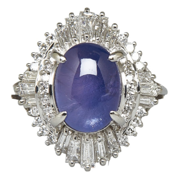 Pt900 プラチナ バイオレットスターサファイア4.57ct ダイヤ0.82ct リング 指輪 レディース 11号 【中古】