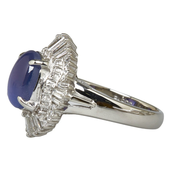 Pt900 プラチナ バイオレットスターサファイア4.57ct ダイヤ0.82ct リング 指輪 レディース 11号 【中古】