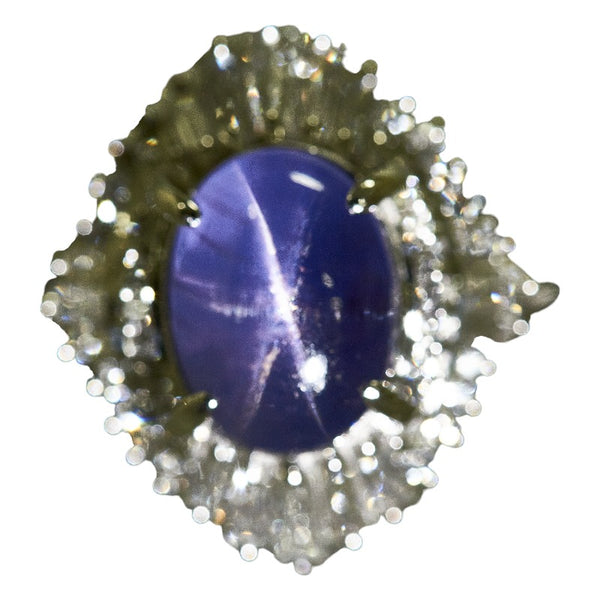 Pt900 プラチナ バイオレットスターサファイア4.57ct ダイヤ0.82ct リング 指輪 レディース 11号 【中古】