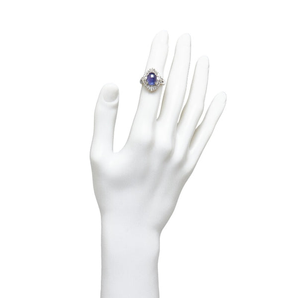 Pt900 プラチナ バイオレットスターサファイア4.57ct ダイヤ0.82ct リング 指輪 レディース 11号 【中古】