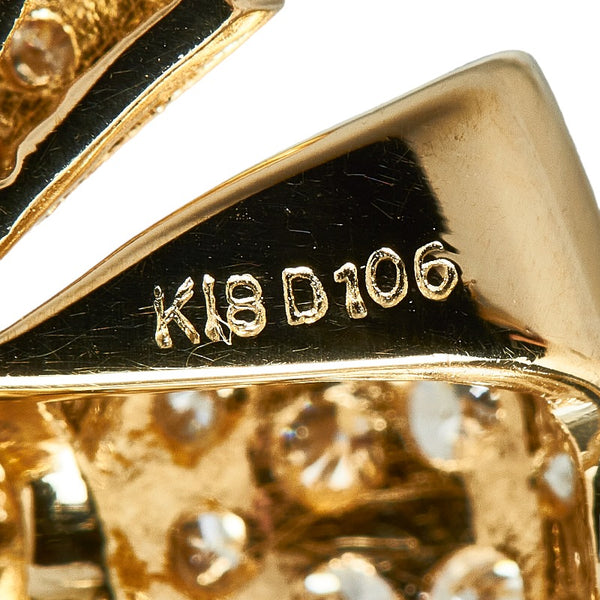 K18YG イエローゴールド ダイヤ1.06ct リボンモチーフ ペンダントネックレス ネックレス レディース 【中古】