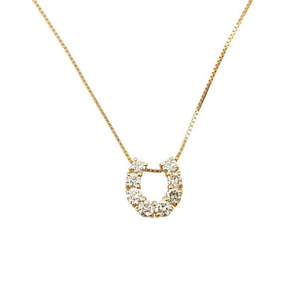 K18YG イエローゴールド ダイヤ1.00ct 馬蹄 ネックレス レディース 【中古】