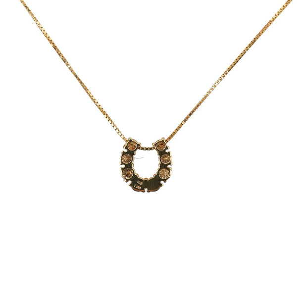 K18YG イエローゴールド ダイヤ1.00ct 馬蹄 ネックレス レディース 【中古】