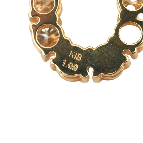 K18YG イエローゴールド ダイヤ1.00ct 馬蹄 ネックレス レディース 【中古】