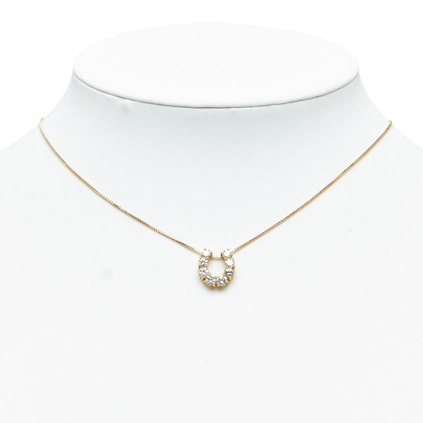 K18YG イエローゴールド ダイヤ1.00ct 馬蹄 ネックレス レディース 【中古】