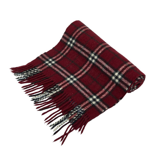 バーバリー ノバチェック マフラー ワインレッド ボルドー ウール レディース BURBERRY 【中古】