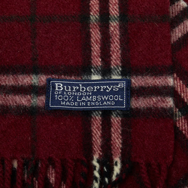 バーバリー ノバチェック マフラー ワインレッド ボルドー ウール レディース BURBERRY 【中古】