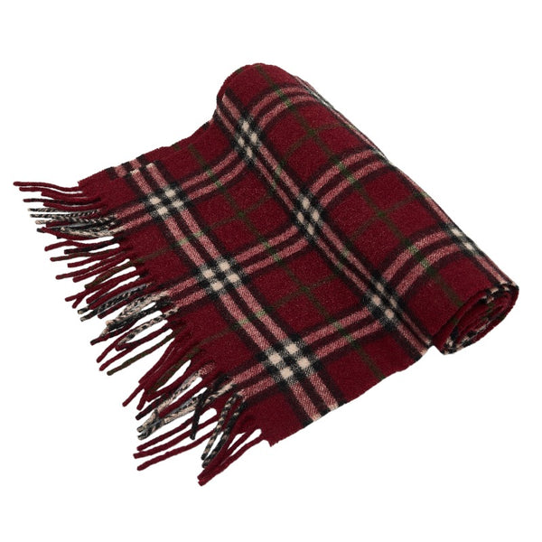 バーバリー ノバチェック マフラー ワインレッド ボルドー ウール レディース BURBERRY 【中古】