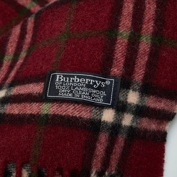 バーバリー ノバチェック マフラー ワインレッド ボルドー ウール レディース BURBERRY 【中古】