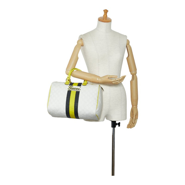 グッチ GGスプリーム ジョイライン ハンドバッグ ミニボストン 189895 イエロー ホワイト ブラック PVC レザー レディース GUCCI 【中古】