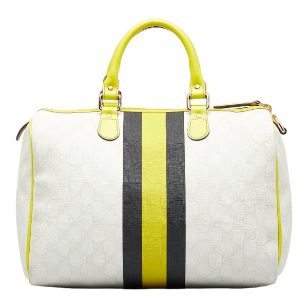 グッチ GGスプリーム ジョイライン ハンドバッグ ミニボストン 189895 イエロー ホワイト ブラック PVC レザー レディース GUCCI 【中古】