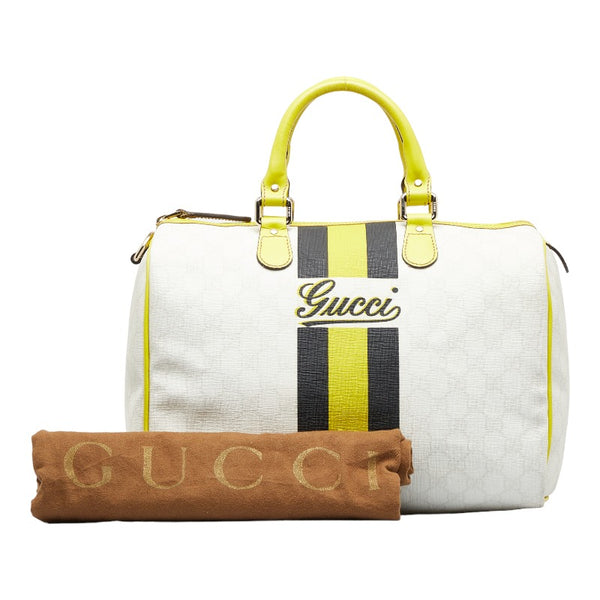 グッチ GGスプリーム ジョイライン ハンドバッグ ミニボストン 189895 イエロー ホワイト ブラック PVC レザー レディース GUCCI 【中古】