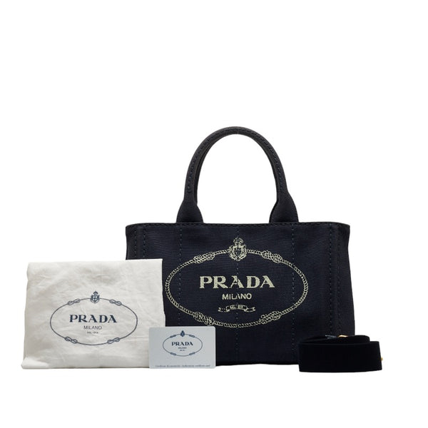 プラダ カナパ ハンドバッグ ショルダーバッグ 2WAY 1BG439 ブルー キャンバス レディース PRADA 【中古】