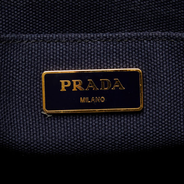 プラダ カナパ ハンドバッグ ショルダーバッグ 2WAY 1BG439 ブルー キャンバス レディース PRADA 【中古】