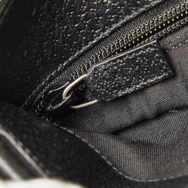 グッチ GGキャンバス 斜め掛け ショルダーバッグ 27639 ブラック キャンバス レザー レディース GUCCI 【中古】