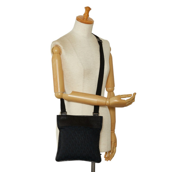 グッチ GGキャンバス 斜め掛け ショルダーバッグ 27639 ブラック キャンバス レザー レディース GUCCI 【中古】