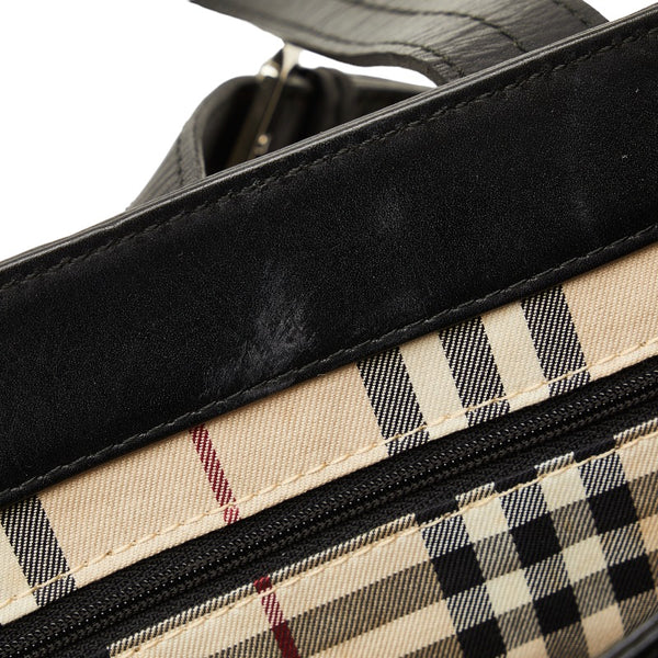 バーバリー ノバチェック ハンドバッグ ブラック レザー レディース BURBERRY 【中古】