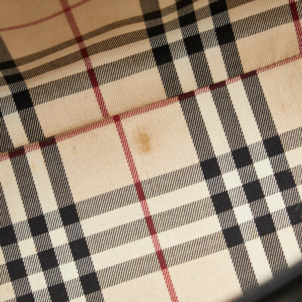 バーバリー ノバチェック ハンドバッグ ブラック レザー レディース BURBERRY 【中古】