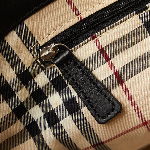 バーバリー ノバチェック ハンドバッグ ブラック レザー レディース BURBERRY 【中古】