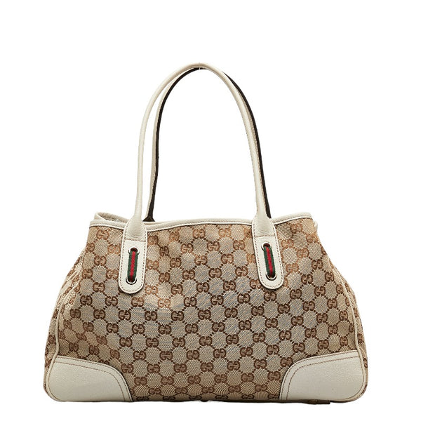 グッチ GGキャンバス プリンシー リボン ショルダーバッグ 163805 ベージュ ホワイト キャンバス レザー レディース GUCCI 【中古】
