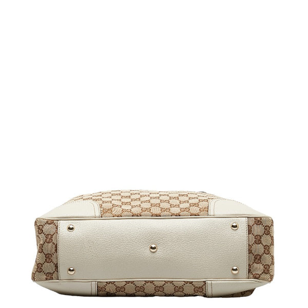 グッチ GGキャンバス プリンシー リボン ショルダーバッグ 163805 ベージュ ホワイト キャンバス レザー レディース GUCCI 【中古】