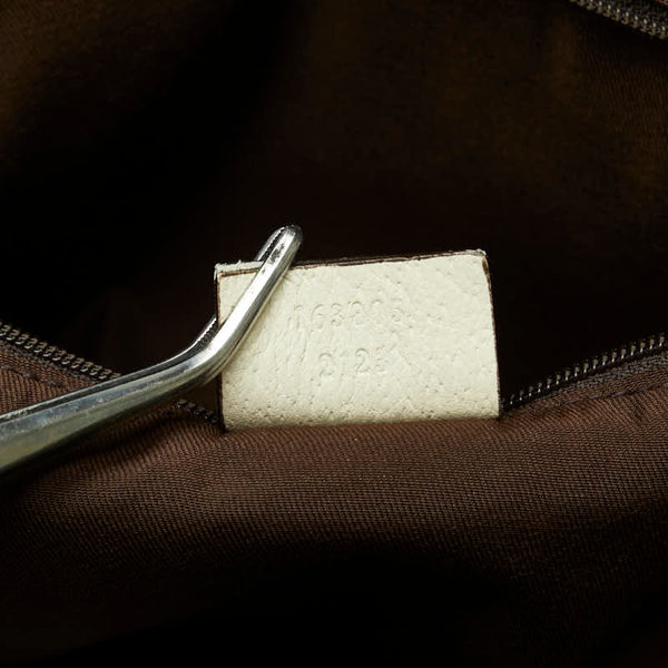 グッチ GGキャンバス プリンシー リボン ショルダーバッグ 163805 ベージュ ホワイト キャンバス レザー レディース GUCCI 【中古】