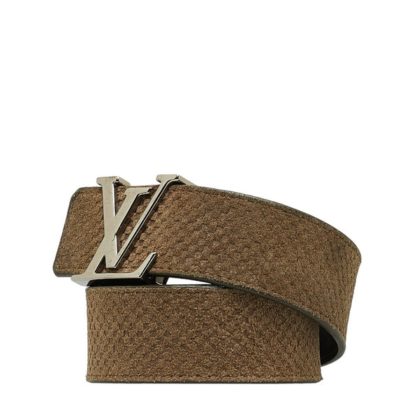 ルイ ヴィトン マイクロダミエ サンチュール イニシアル ベルト M9549V ブラウン スウェード レザー メンズ LOUIS VUITTON 【中古】
