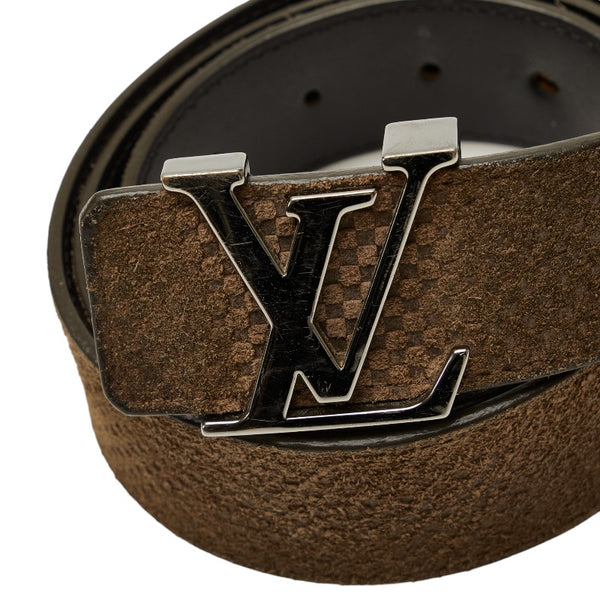 ルイ ヴィトン マイクロダミエ サンチュール イニシアル ベルト M9549V ブラウン スウェード レザー メンズ LOUIS VUITTON 【中古】