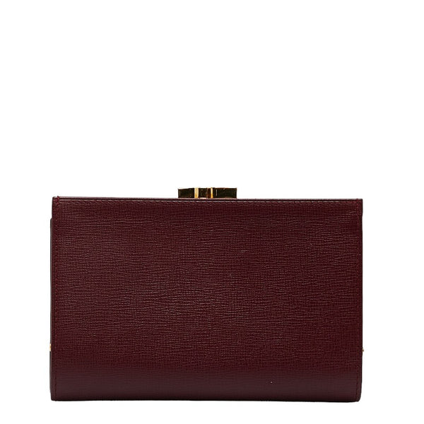 カルティエ マストライン がま口 ゴールド金具 三つ折り財布 ボルドー ワインレッド レザー レディース CARTIER 【中古】