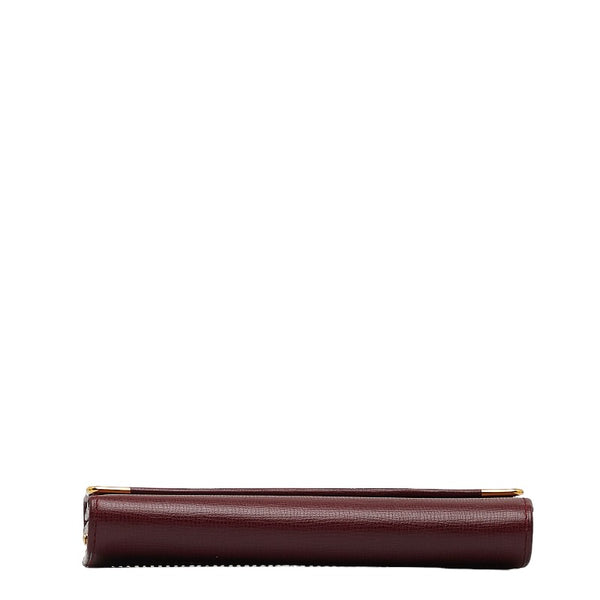 カルティエ マストライン がま口 ゴールド金具 三つ折り財布 ボルドー ワインレッド レザー レディース CARTIER 【中古】