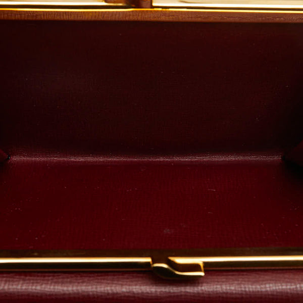 カルティエ マストライン がま口 ゴールド金具 三つ折り財布 ボルドー ワインレッド レザー レディース CARTIER 【中古】